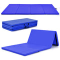 Gymax Gymnastics Mat, 4 X 8 X 2'' Folding Exercise Mat Thick W/Carry Handles & Sturdy Stitching Waterproof Pu Leather Cover, Tum