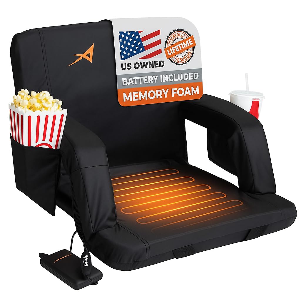 Heated Stadium Seats For Bleachers With Back Support - Usb Battery Included - Upgraded 3 Levels Of Heat - Foldable Chair - 4 Poc