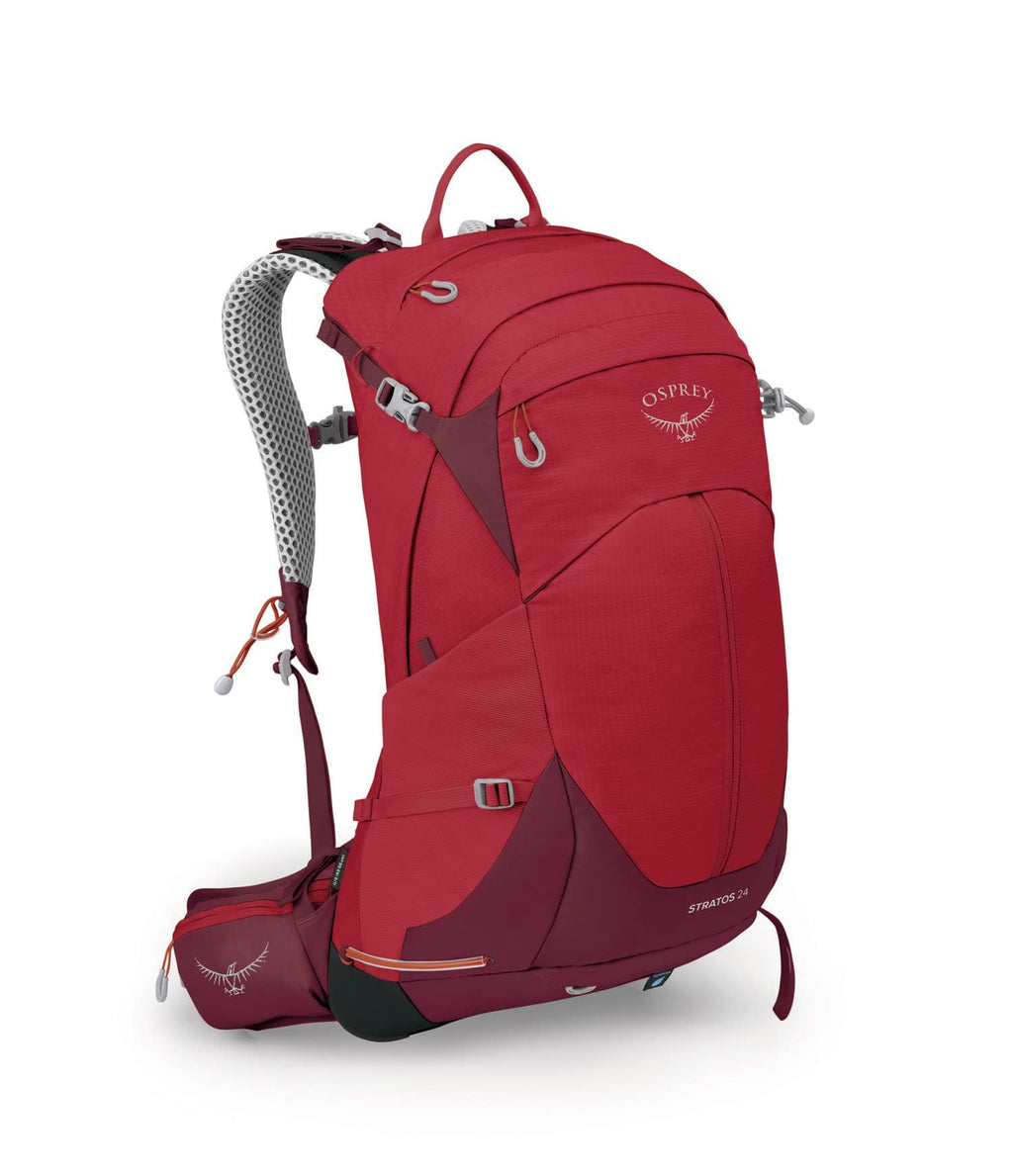 Osprey Stratos 24L Mens Hiking Backpack, Poinsettia Red, One Size