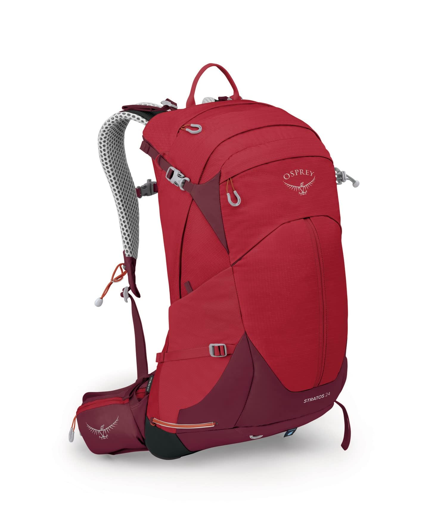 Osprey Stratos 24L Mens Hiking Backpack, Poinsettia Red, One Size