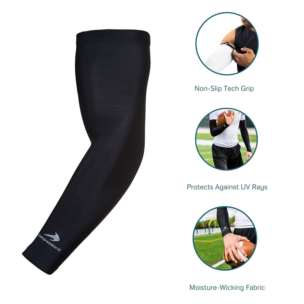 Arm Sleeves For Kids (1 Pair) Compression - Boys, Girls, Youth Basketball Shooter Sleeve - Best Elbow Warmers Protection For Foo