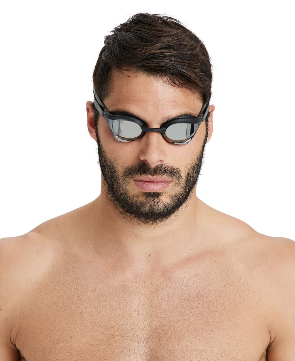Arena Unisex Cobra Core Swipe Anti-Fog Racing Swim Goggles For Men And Women Polycarbonate Mirror Lens, Silver/Black