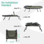 Yougym Xxl Camping Cot For Adults 330Lbs With Carry Bag, Heavy Duty Folding Bed With Soft Padded Cushion, Portable Camp Bed For