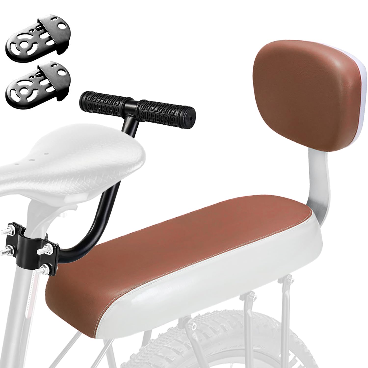 TOPCABIN Bicycle Manned Cushion Mountain Bike Back Shelf Seat Cushion Manned Comfortable Saddle Children Back Seat(Brown-Armsres