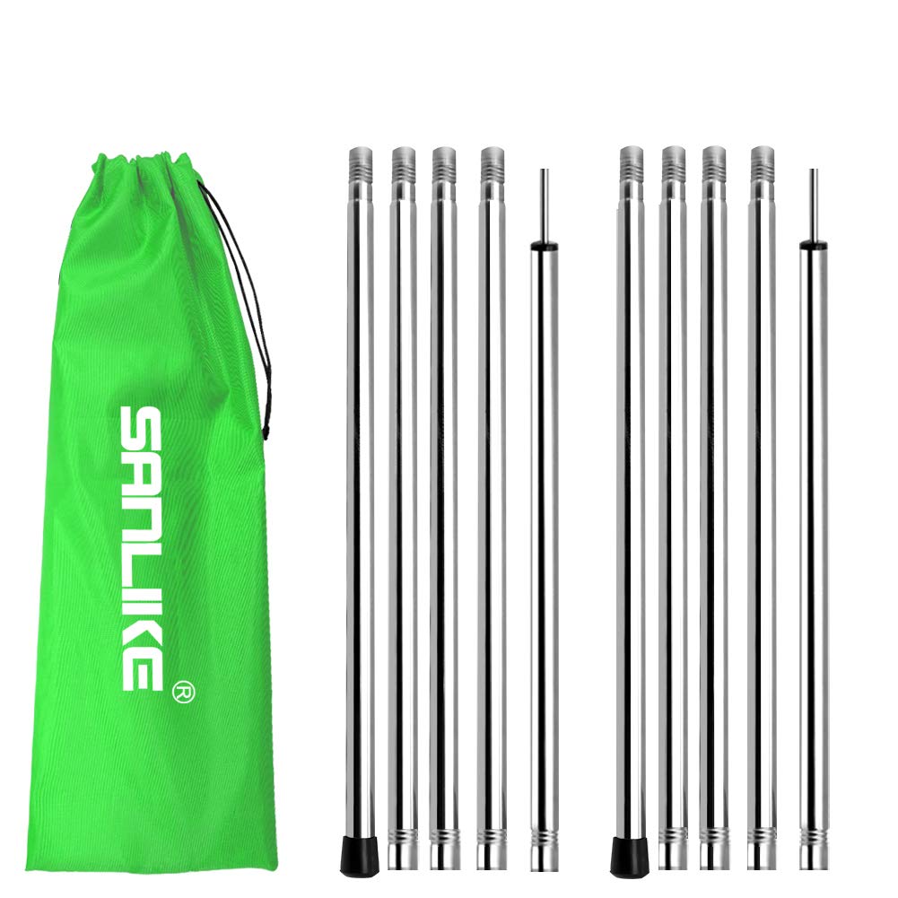 Tarp Pole Camping Tent Poles For Canopy Tarp Shelter Collapsible 74.8 Inches Poles, Awning Replacement Rain Fly Stainless Steel 