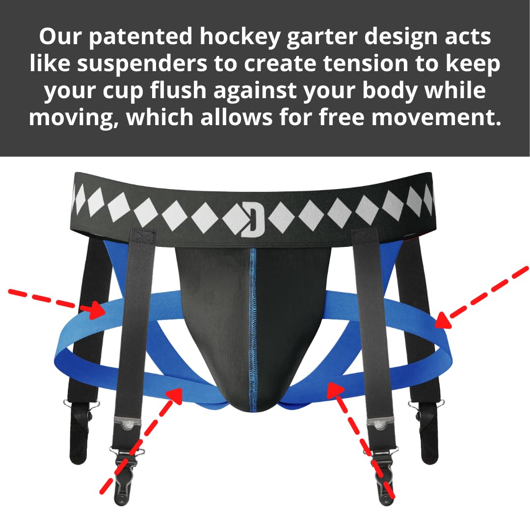 Diamond Mma 3-In-1 Hockey Garter Belt System - Complete With Athletic Cup, Garter, And Jock - Shift-Proof Groin Protection For H