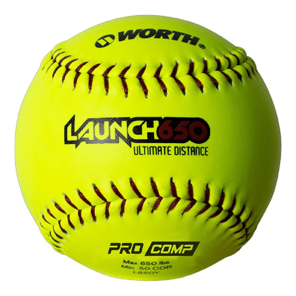 Worth | Slowpitch Softballs | 12 | Pro Comp Launch 650 | HR Derby / Batting Practice Ball | 12 Count