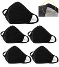 nvyue 5 Pack Black Mask Windproof Dustproof Masks with Adjustable Nose Wire,Breathable Reusable Washed for Outdoor Sport Half Fa