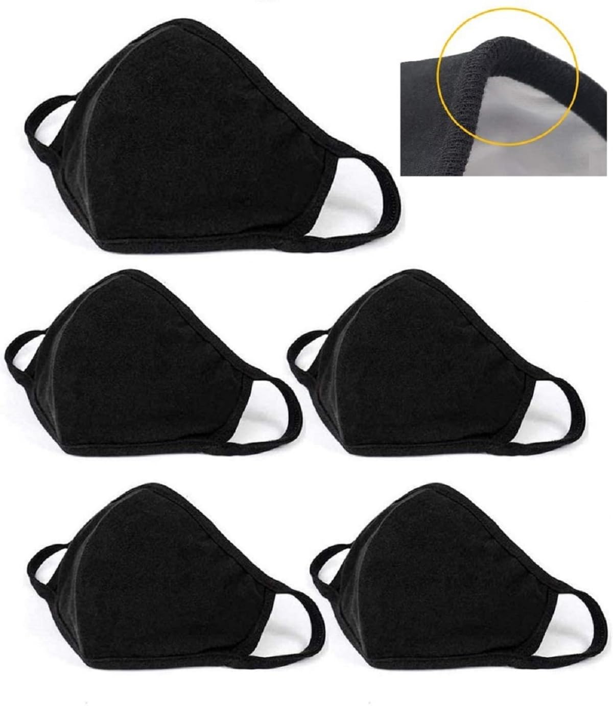 nvyue 5 Pack Black Mask Windproof Dustproof Masks with Adjustable Nose Wire,Breathable Reusable Washed for Outdoor Sport Half Fa