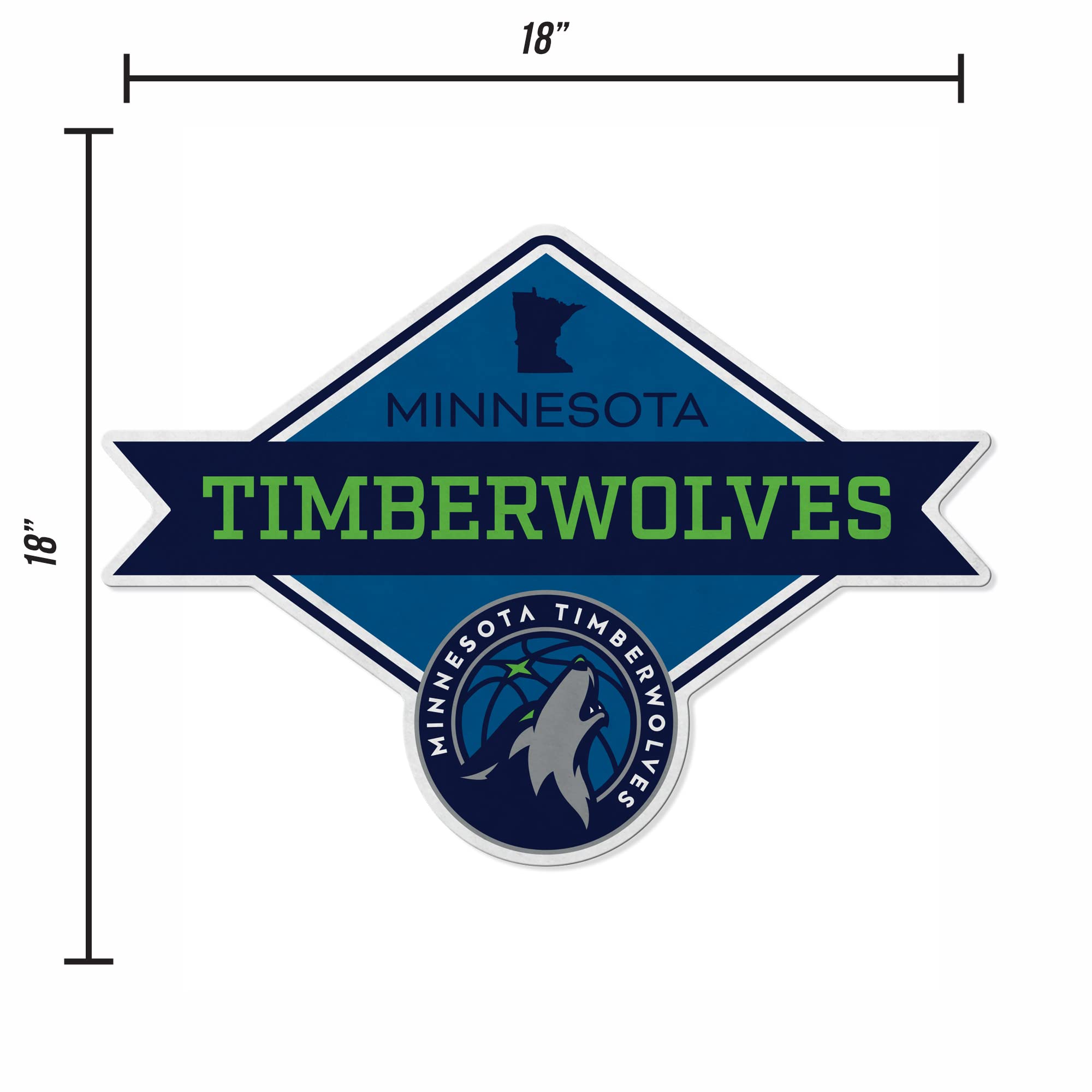 Rico Industries Nba Minnesota Timberwolves Diamond Shape Cut Pennant - Home And Living Room D  Cor - Soft Felt Ez To Hang