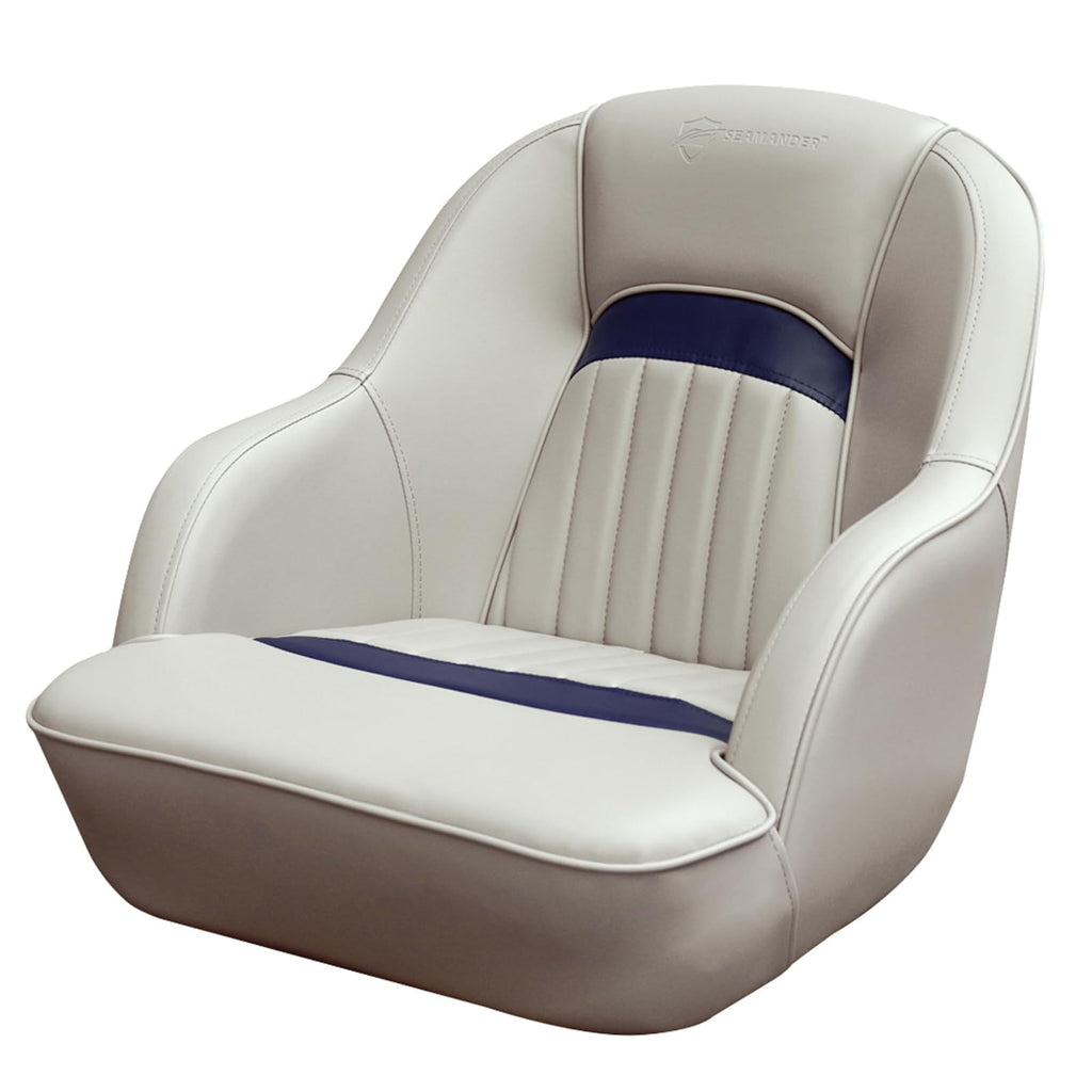 Seamander Pontoon Captains Bucket Boat Seat, 19.7H X 22.2L X 21.7D Inches, Injection Molded Plastic Frame, Plush Foam Padding, M