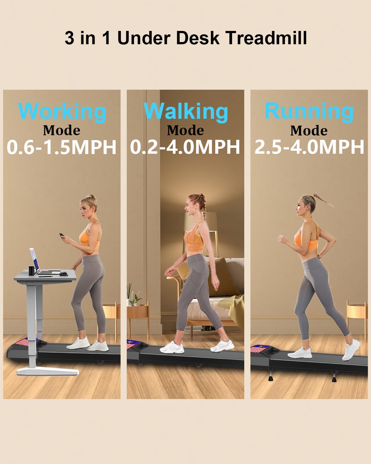 Cyclerade Walking Pad Treadmill With Handle Bar, 2.5 Hp, Portable Treadmill With App Remote Control, Sports Data Analysis, 5.0 M