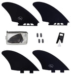 Surfboard Twin Fins (2 Fins) - Keel Fins For Fish Surf Boards [Twin Tab Or Single Tab Sizes] (Black, Single Tab)
