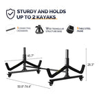 Bonnlo Freestanding Kayak Stand for Canoe, Boat, Paddle Board, SUP, Surfboard - Indoor/Outdoor Storage, Lockable Wheels, Adjusta