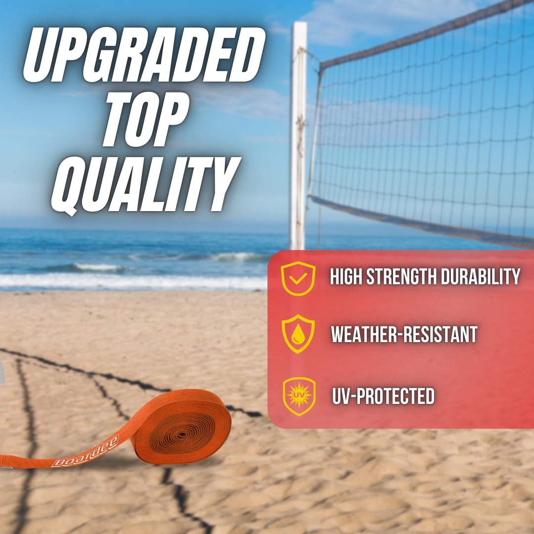 Boardee Professional Beach Volleyball Court Lines - Adjustable (26.3' X 52.6' Or 29.5' X 59.05') - 2-Inch Wide Durable Sand Boun