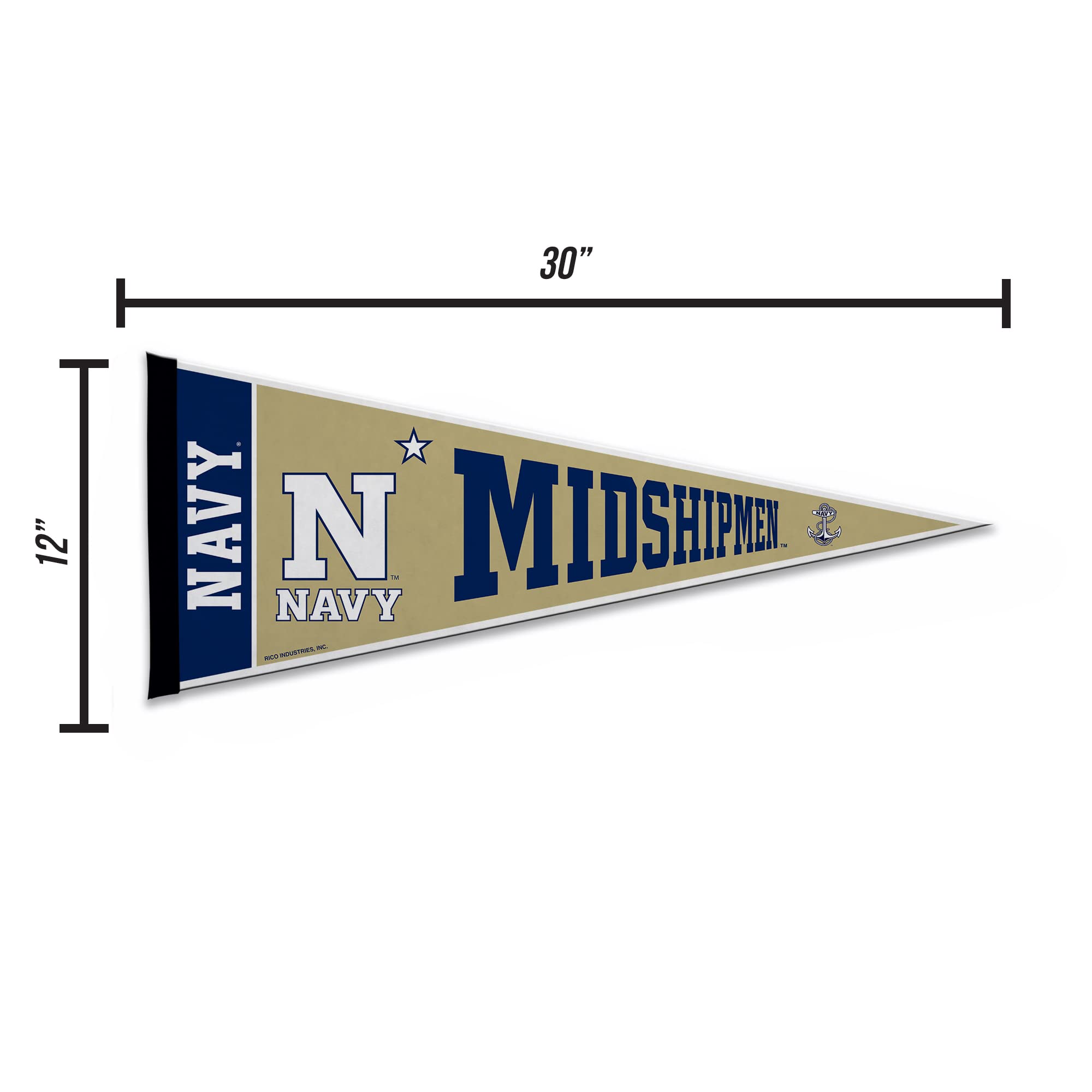 Rico Industries Ncaa Naval Academy Midshipmen Exclusive 12'' X 30'' Felt Wall D  Cor Pennant - Great For Home/Bed Room/Man Cave