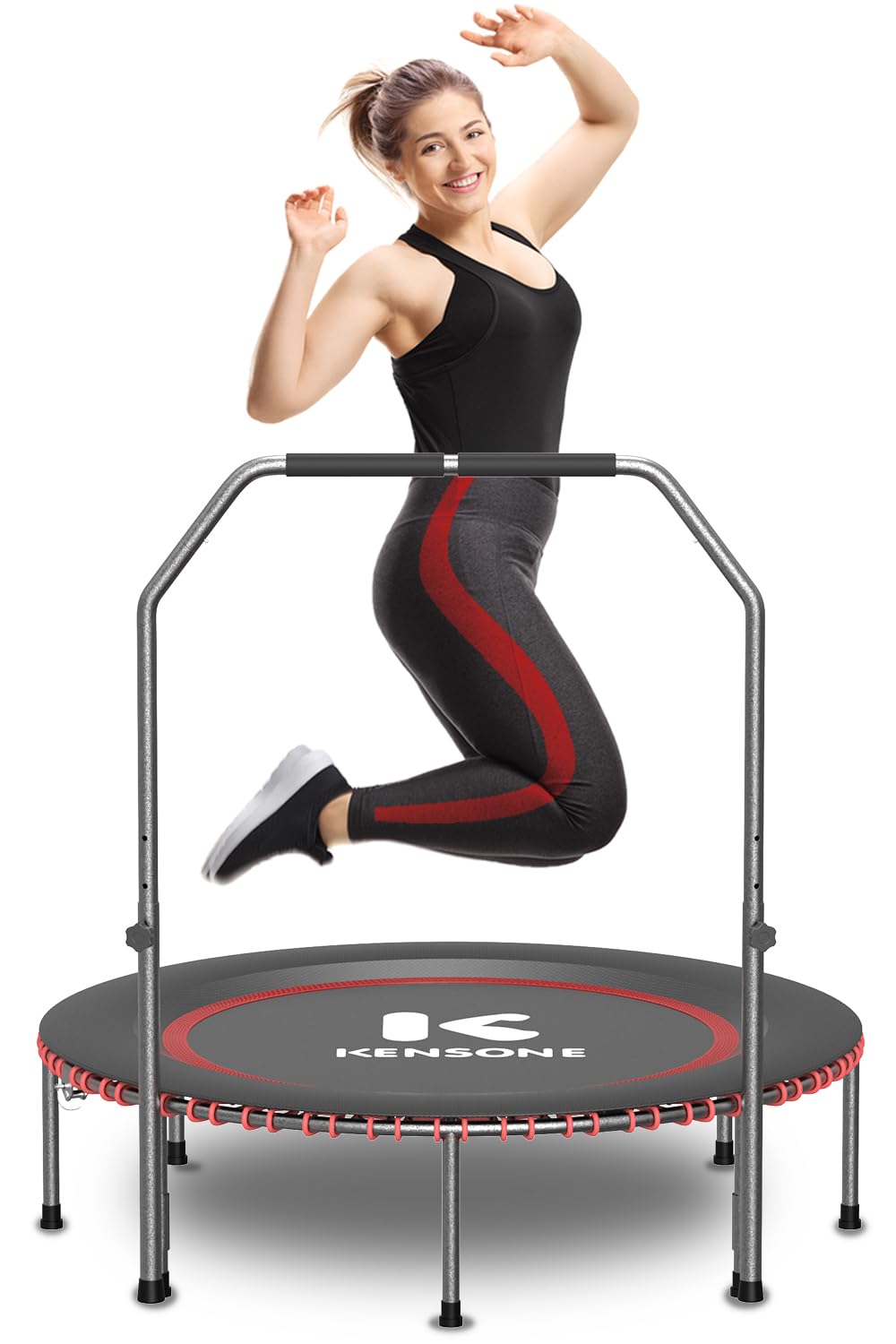 K Kensone 48 Low-Impact Rebounder Trampoline For Adults With Bungee, 550Lbs Quiet Mini Exercise Trampoline With Adjustable U-Sha