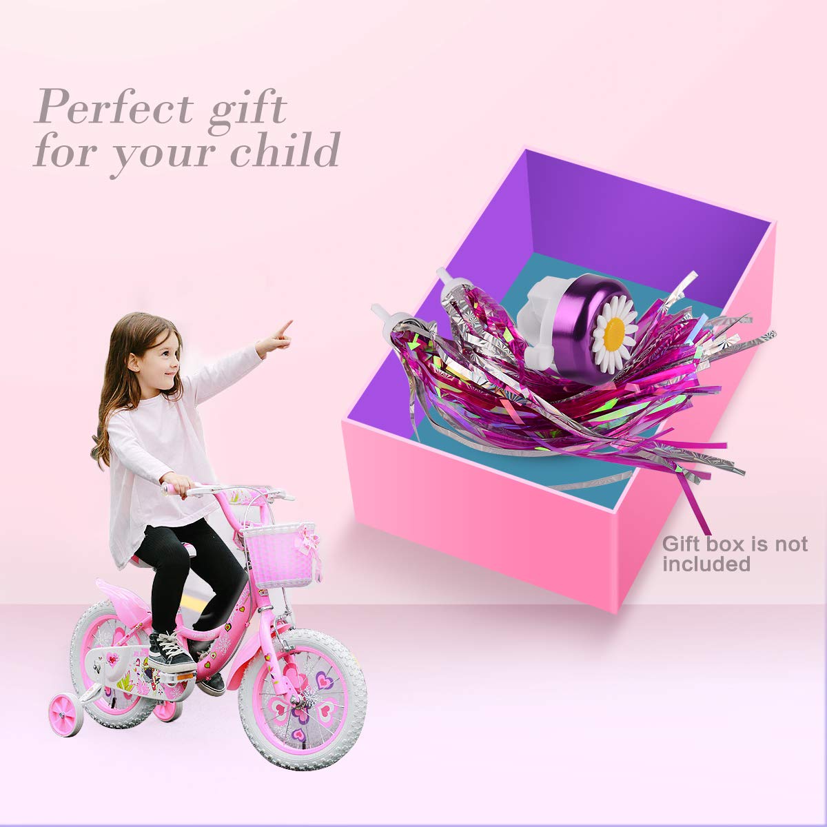U-Lian Kids Purple Streamers And Bike Bell For Girls-1 Pack Flower Bicycle Bell With 2 Pack Handlebar Streamers Scooter Tassels