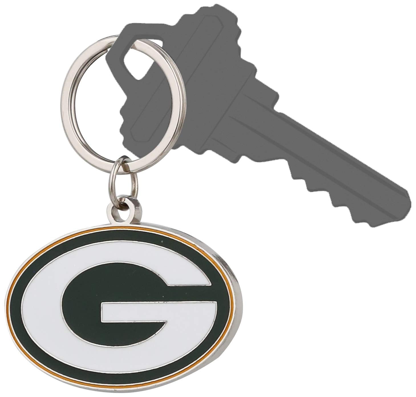 Green Bay Packers Chrome Logo Cut Keychain