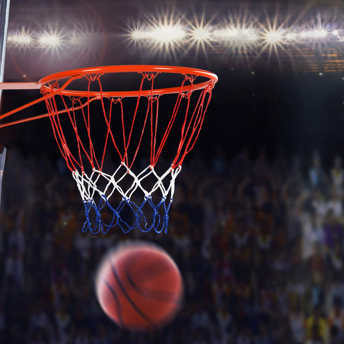 GYMAX Basketball Rim, 15/18 inch Basketball Rim Replacement with All-Weather Net, Basketball Hoop Replacement Rim Outdoor/Indoor