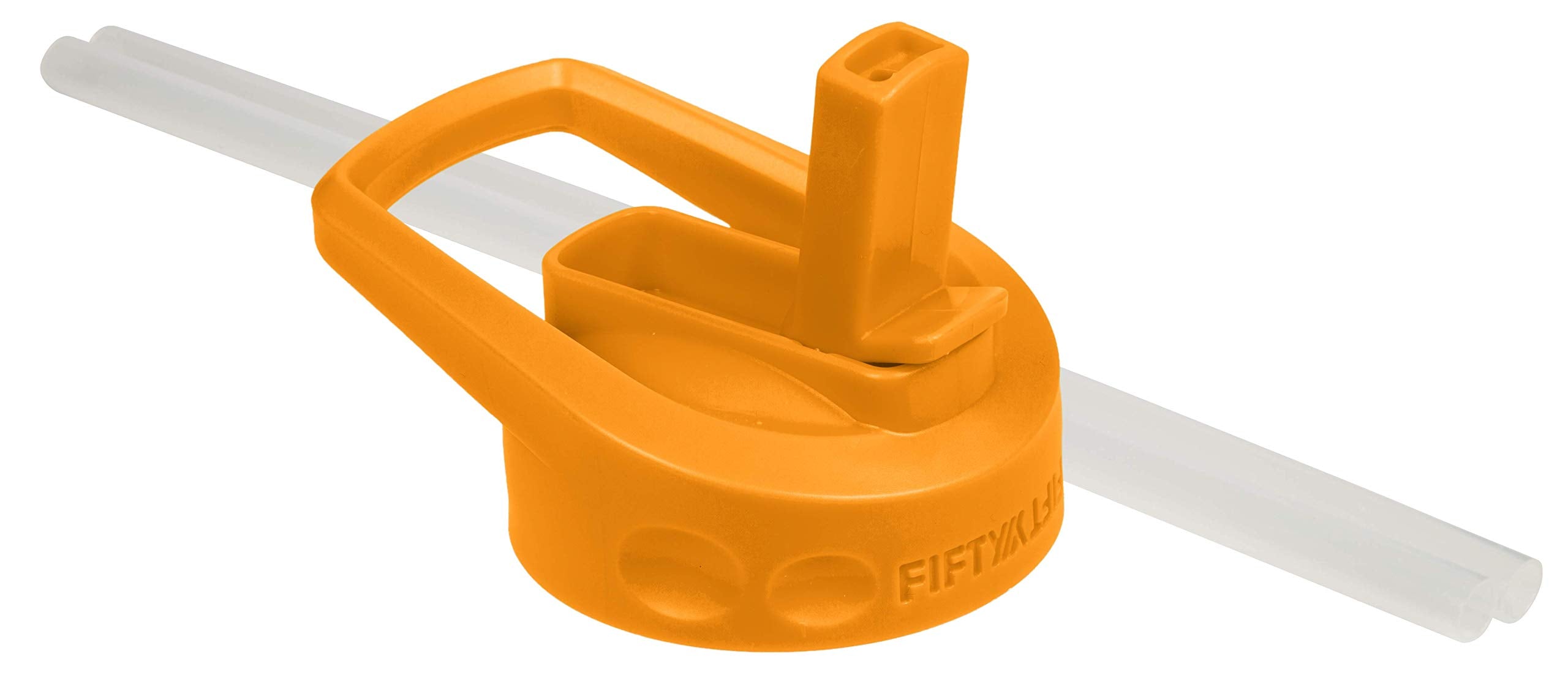Fifty-Fifty Straw Cap Lid For Wide Mouth Bottles, Solar Orange