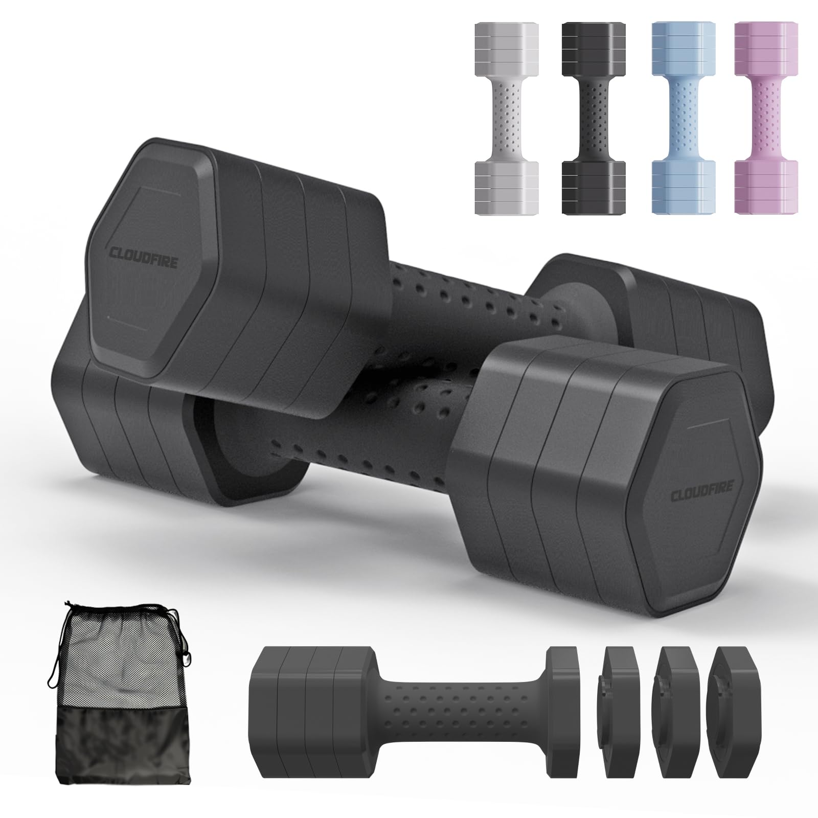 Adjustable Dumbbell Set of 2, Adjustable Dumbbells 5lb with TPU Soft Rubber Handle for Home Gym Exercise Training, Hand Weights 