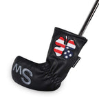 Craftsman Golf Left Handed Golfer 11Pcs /Set Usa Us Flag Clover Leather Black White Green Iron Covers Headcover Set (Black For L