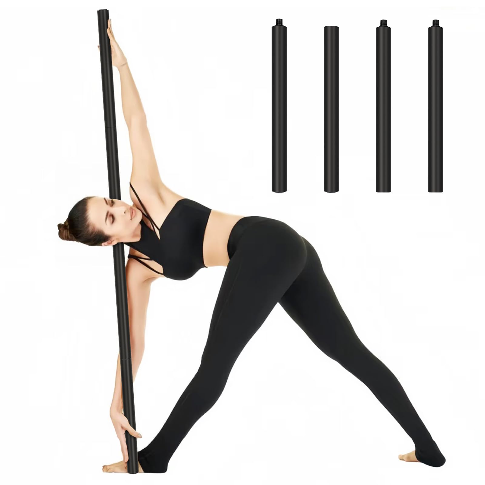 Retyion Yoga Stick 5Ft- Adjustable Mobility Stick Sturdy Steel- Exercise Stick For Stretching, Balance Support Stick Perfect For