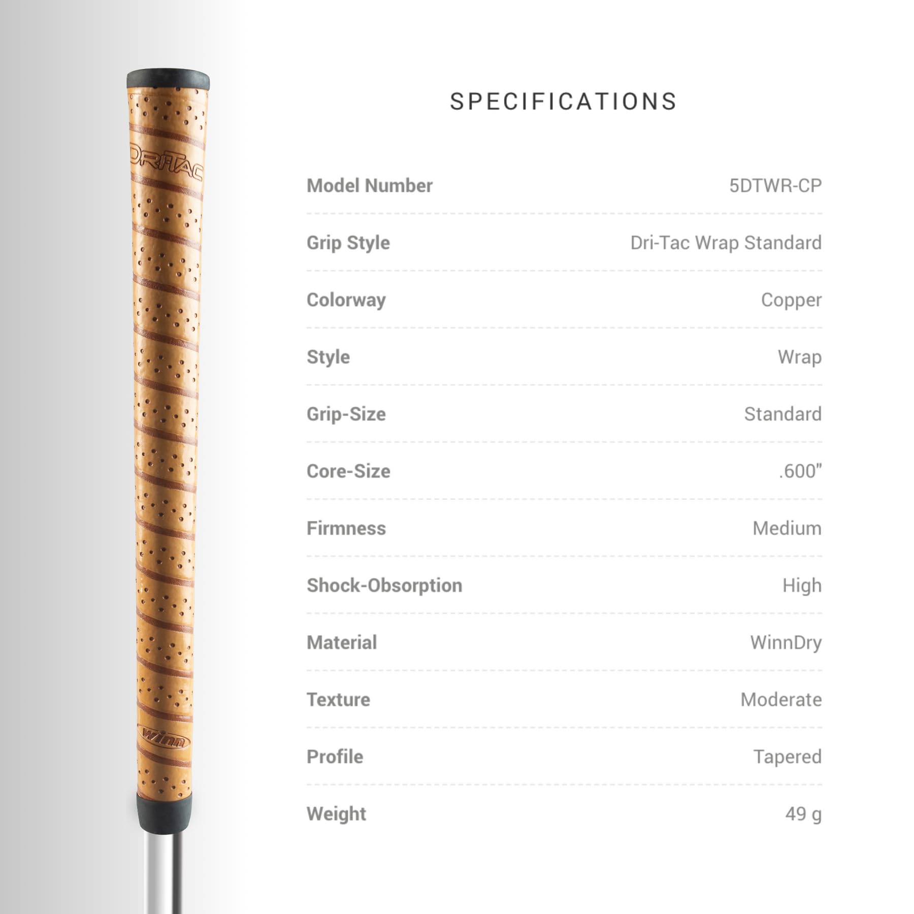 Winn Dritac Wrap Standard Copper Golf Grip Bundle (13 Piece)