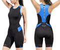Santic Womens Triathlon-Suit Tri Suits Sleeveless One Piece Swimsuit with Padded Quick-Drying Back Zipper(Blue,XS)