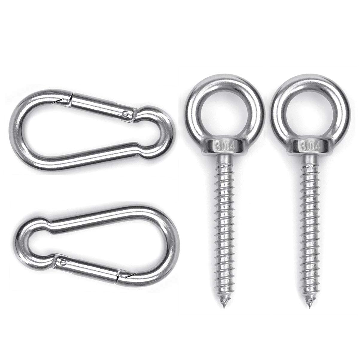 Hammock Hanging Kit, Load Capacity 1400 Lb, Stainless Steel Hammock Hook Carabiner Set For Yoga Hammock Swing Chair Indoor Outdo