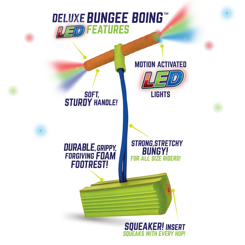 Geospace Jumparoo Deluxe Led Bungee Boing Foam Bouncing Toy - The Squeakiest, Easiest Pogo Ever! For Kids 3 Years & Up