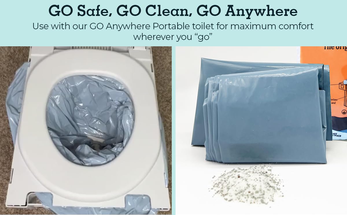 Cleanwaste Original Wag Bag Portable Toilet (12 Pack) - Go Anywhere Kit For Camping, Boating, Travel - Nasa Gelling Powder For P