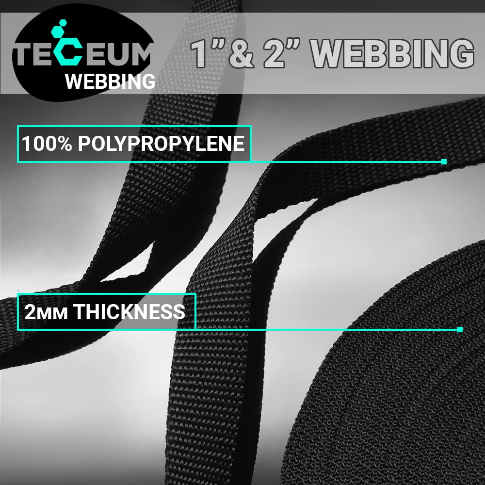 Teceum 1 Inch Webbing - Black - 10 Yards - 1    Webbing For Climbing Outdoors Indoors Crafting Diy