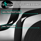 Teceum 2 Inch Webbing - Black - 25 Yards - 2    Heavy-Duty Wide Webbing For Climbing Outdoors Indoors Crafting Diy