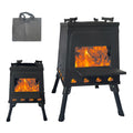 Upgraded Small Camp Wood Stove With Carrying Case, 13.8Inch Black Woodstove Portable Camping Stove, Durable Iron Wood Burning St