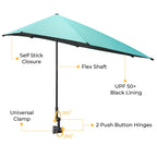 G4Free Adjustable Beach Umbrella Xl With Universal Clamp Shaft For Chair, Golf Cart, Stroller, Bleacher, Patio (Lake Blue)