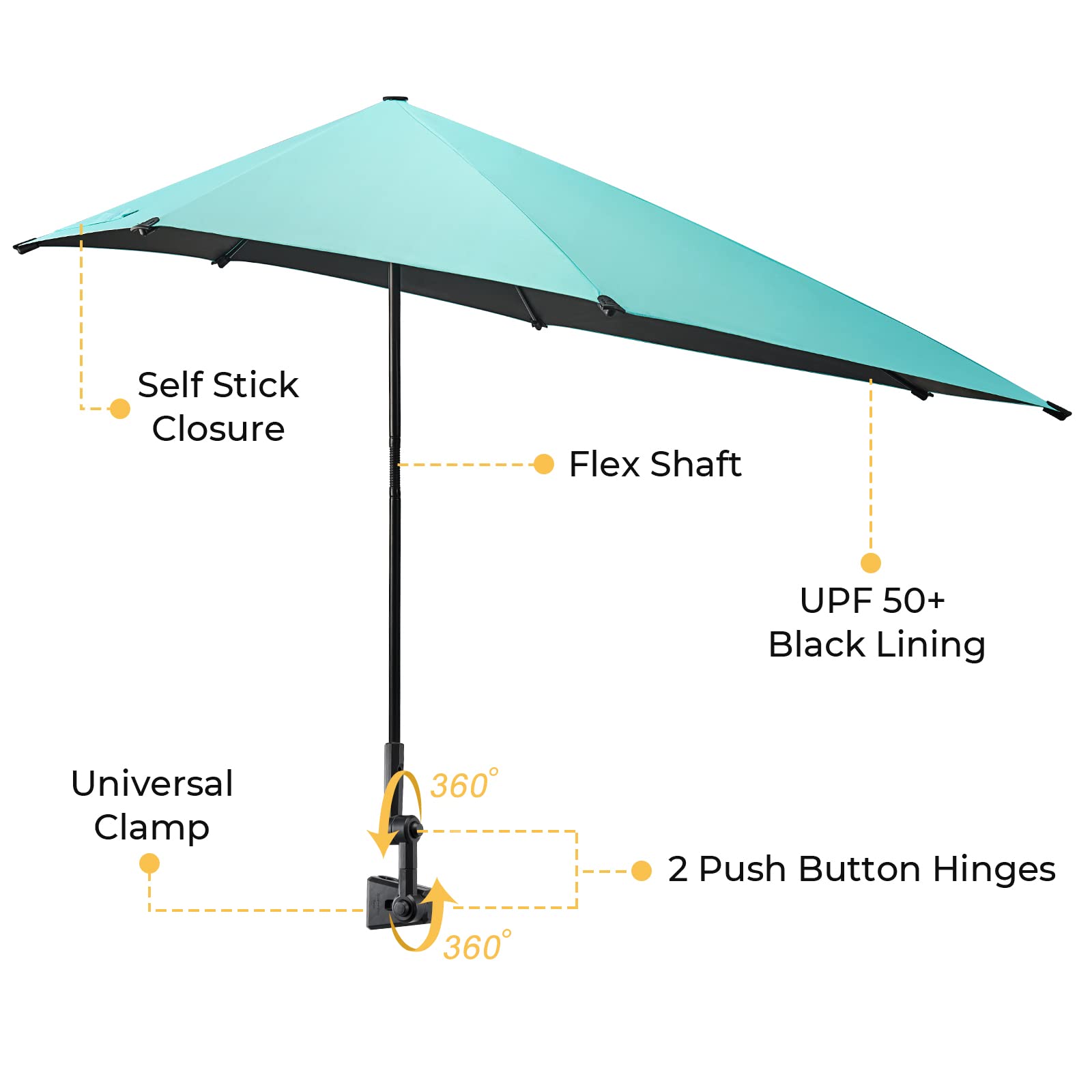 G4Free Adjustable Beach Umbrella Xl With Universal Clamp Shaft For Chair, Golf Cart, Stroller, Bleacher, Patio (Lake Blue)