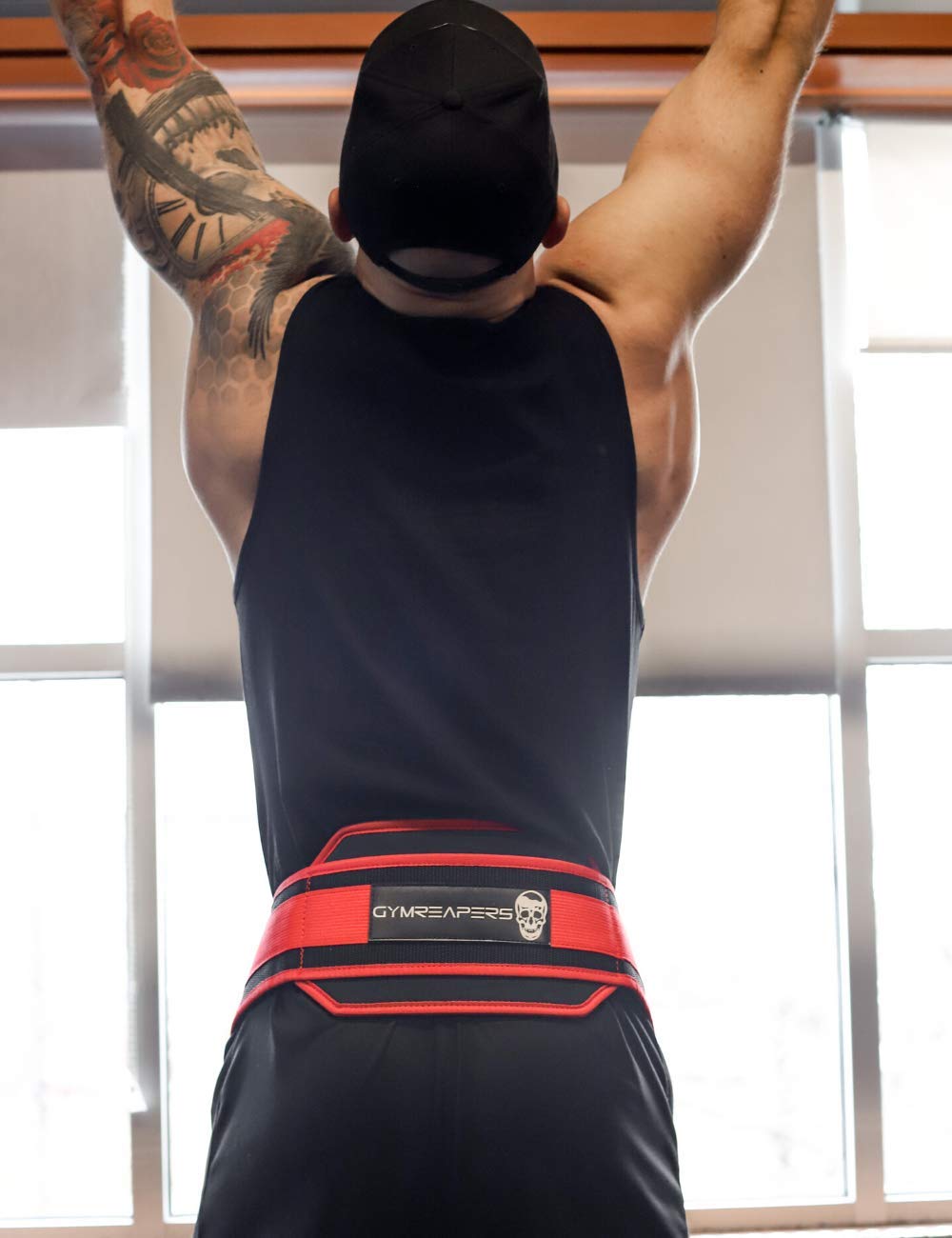 Gymreapers Dip Belt With Chain For Weightlifting, Pull Ups, Dips - Heavy Duty Steel Chain For Added Weight Training (Red)
