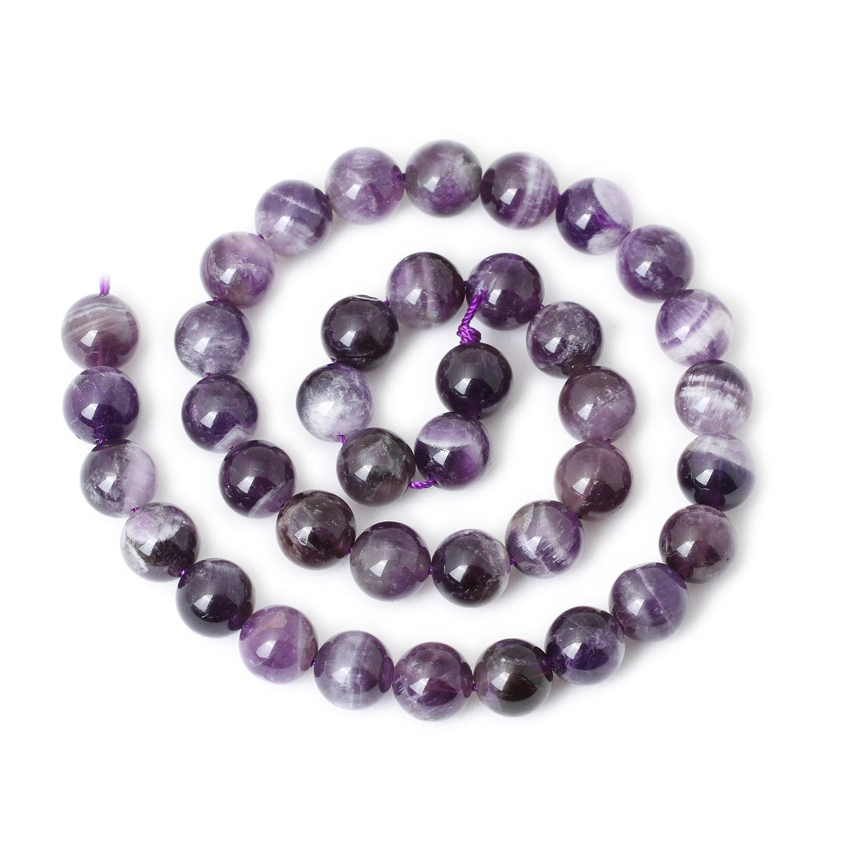 Cheavian 35Pcs 10Mm Natural Dog Teeth Amethyst Gemstone Round Loose Beads Crystal Energy Stone Healing Power For Jewelry Making