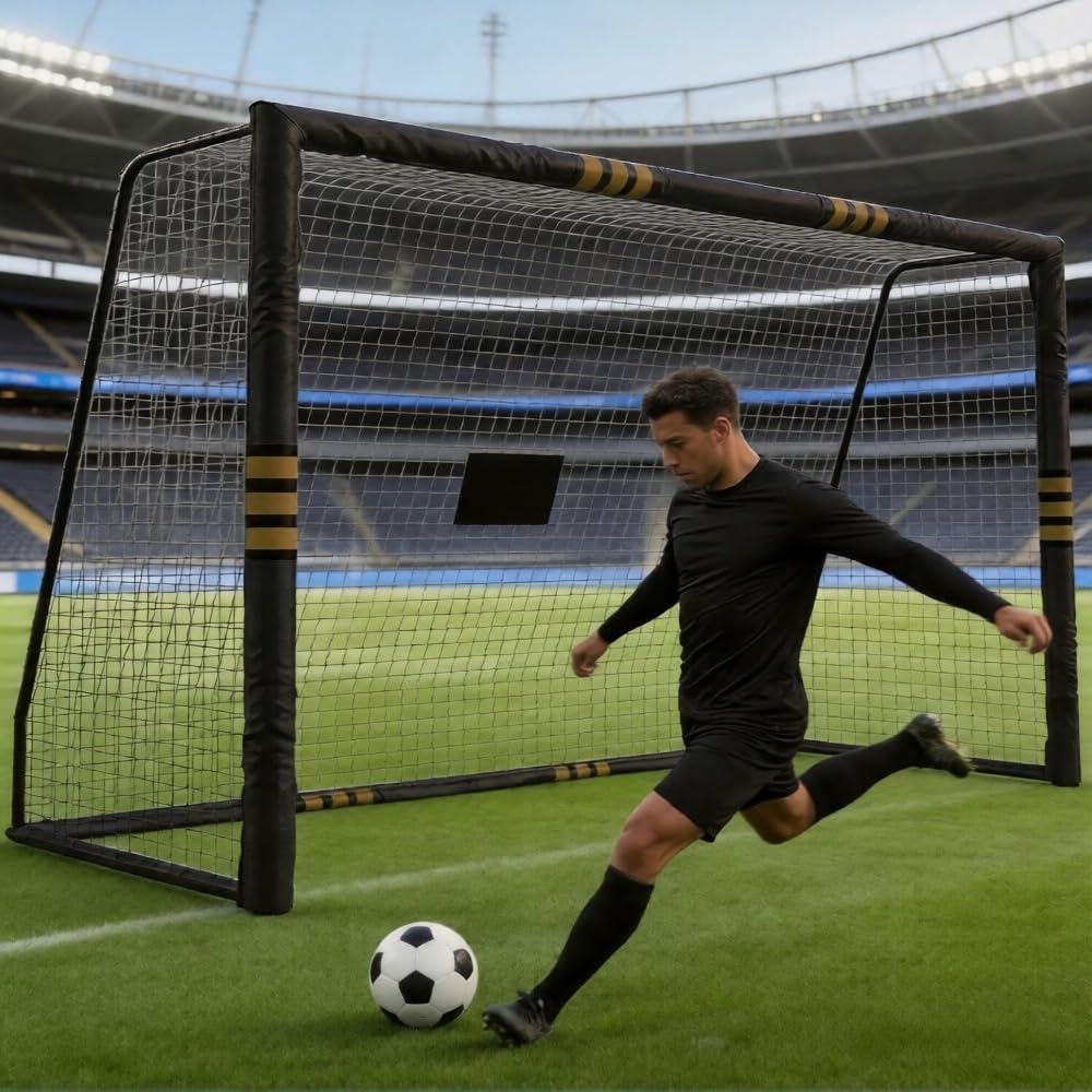 Backyard Soccer Goal 8x5 FT, Heavy Duty Metal Frame Soccer Net, Anti-Collision Pearl Foam, Easy Assemble, Weatherproof Foam Padd