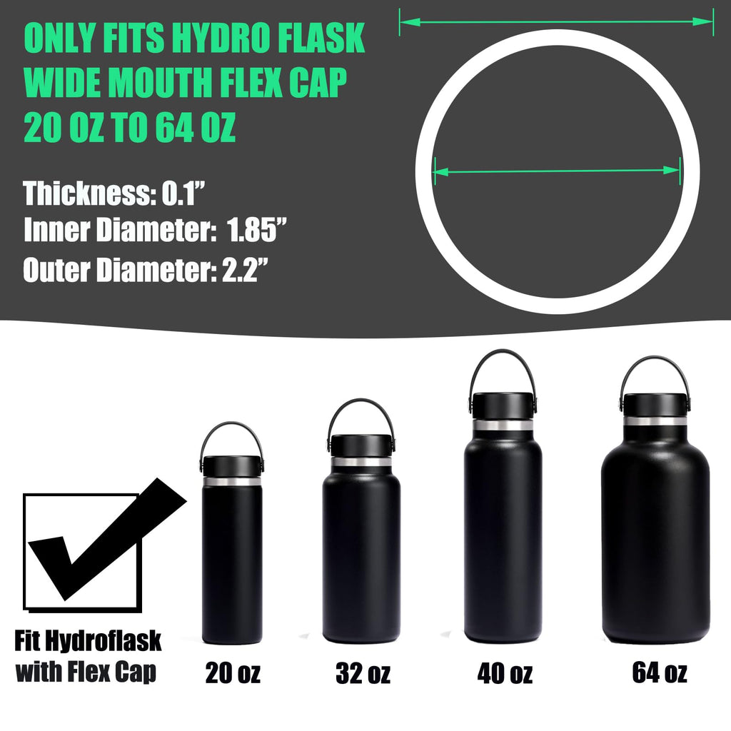 Greant 6 Pcs Replacement Rubber Seal Fits Hydro Flask Wide Mouth Flex Caps, O Ring For Hydroflask, 2.2 Inches Water Bottle Gaske