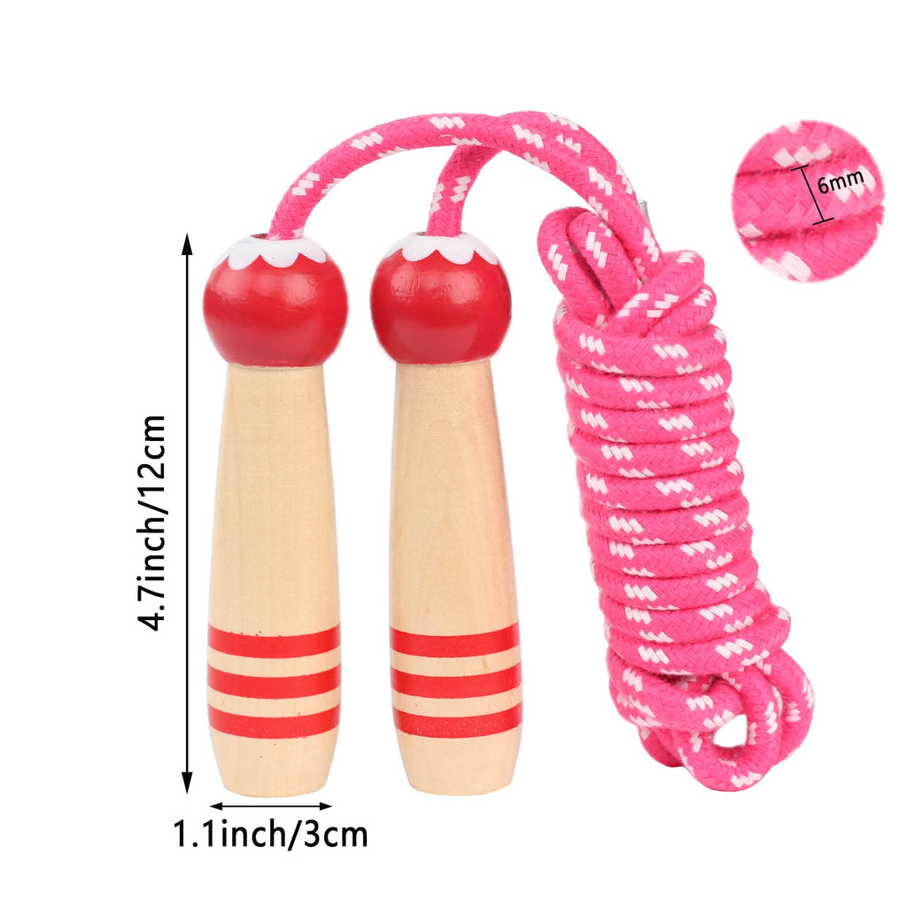 Jump Rope Kids,8.5Ft Adjustable Cotton Skipping Rope With Wooden Handle For Boys And Girls Fitness Outdoor Exercise (Red)