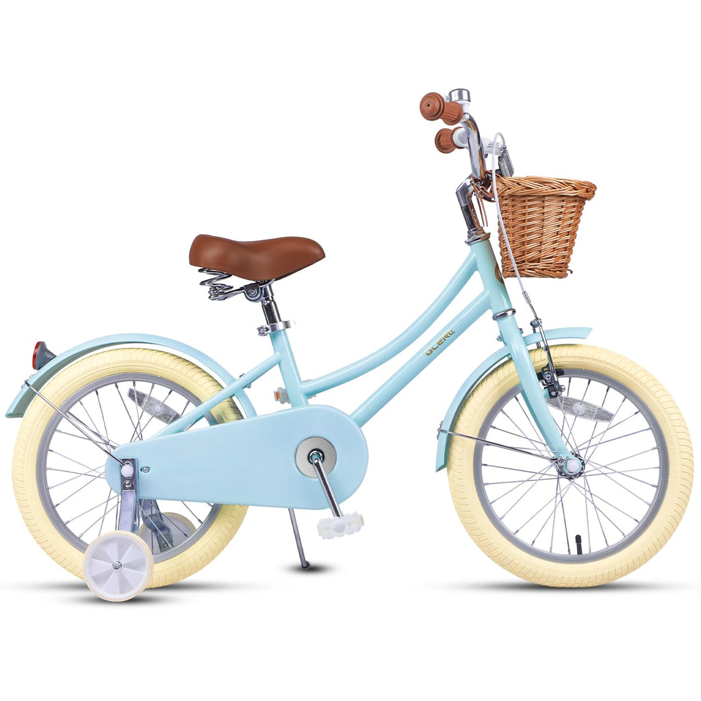 Glerc Little Molly 16 Inch Kids Bike, Retro Cruiser Girls Bike for Children Ages 4-7 Years Old, Kids Bicycle with Wicker Basket