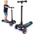 Light Up 3 Wheel Kick Scooter for Kids Toddlers with LED Sync Lights, Flashing Stem & Wide Polka Dot Deck Adjustable Height Musi