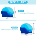Vorshape Swim Cap Kids (2 Pack), Durable Waterproof Swimming Cap For Girls Boys Teens Toddler, Comfortable Fit For Long Hair And