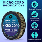 Teceum Micro Paracord - Camo - 1.18 Mm X 125 Ft - Micro Utility Cord - Thin Braided Paracord Rope Nylon Polyester - Wind Chime R