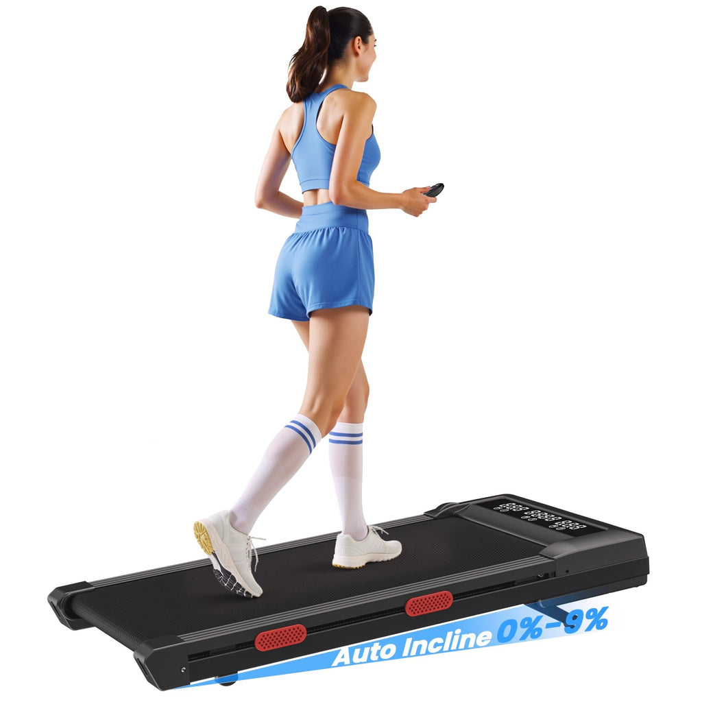 Superun Walking Pad With 9% Auto Incline, Under Desk Treadmills For Home And Office Small Space, 2.5 Hp Portable Mini Jogging Ma