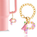 Letter Charm Accessories for Stanley Cup 1 PCS Cute Initial Keychain Handle Charm for Stanley Tumbler for Women Pink Letter P