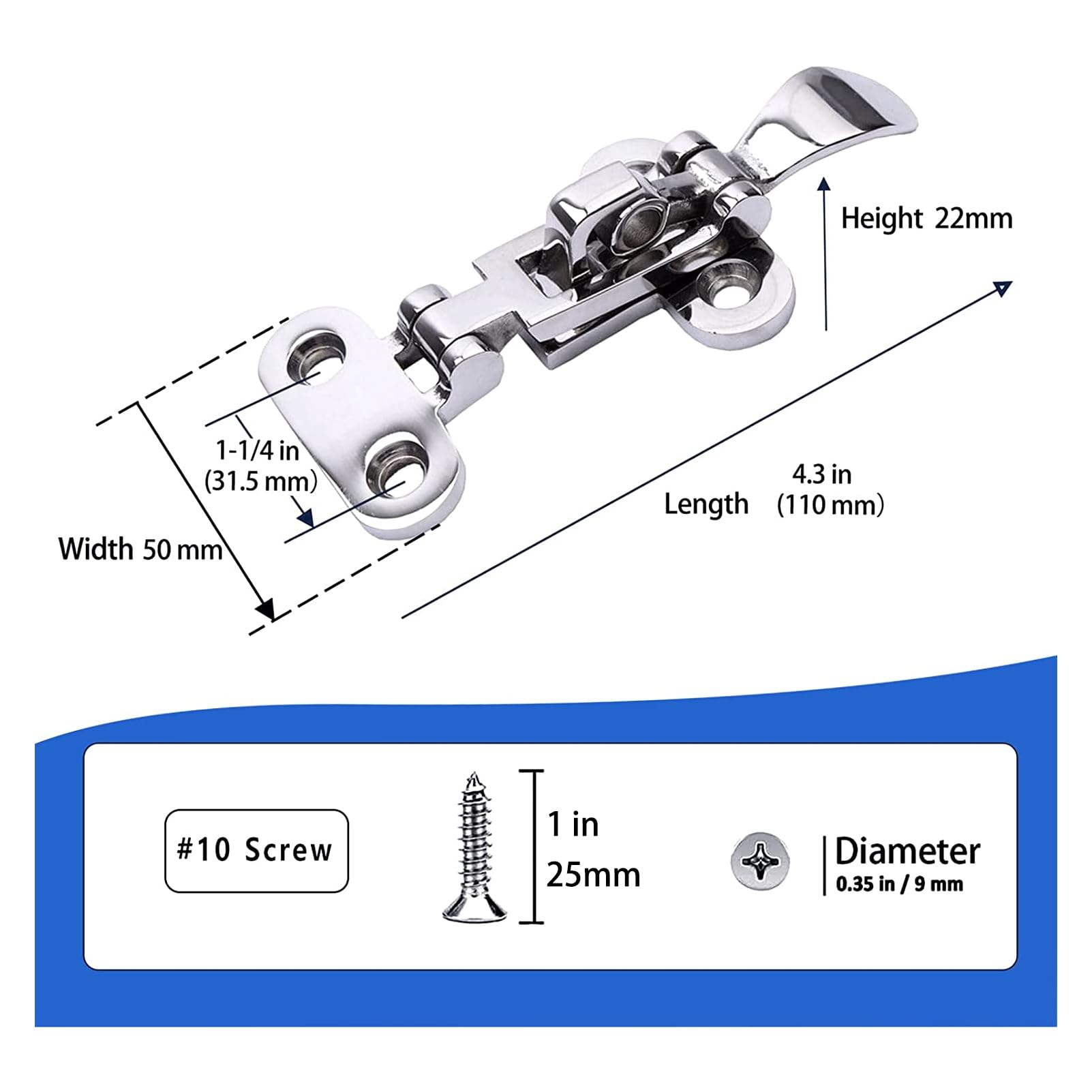 Marine 316 Stainless Steel Anti-Rattle Lockable Hatch,Hold Down Clamp Latch,Marine Hatch Locker (2 Pcs)
